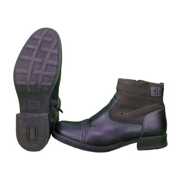 ✅The Alfani BRUTE Men’s 10.5M Blue/Grey Leather Cap Toe Side Zip Ankle Boots - Picture 2 of 11